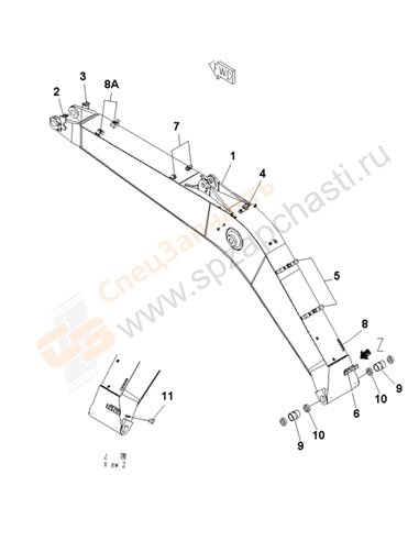 Fig. T1110-01a1b Boom (Hd)(250001-)