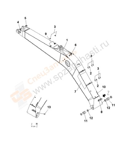 Fig. T1110-01a6 Boom (Heavy Duty) (100 Hours Lubricating)(200001-205510)