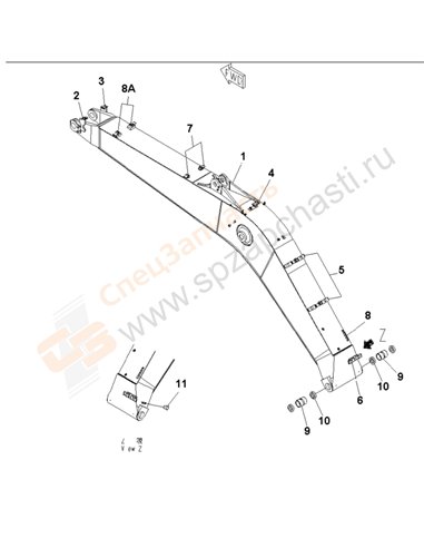 Fig. T1110-01a6a Boom (Heavy Duty) (100 Hours Lubricating)(205511-250000)