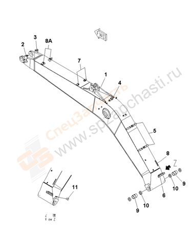 Fig. T1110-01b4 Boom (Heavy Duty) (100 Hours Lubricating) (Cold Area Arrangement (-40))(255706-)