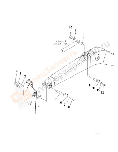 Fig. T1110-02a0 Boom (Top Pin And Bottom Pin)(200001-250000)