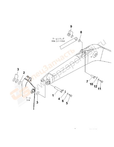 Fig. T1110-02a6 Boom (Top Pin And Bottom Pin) (100 Hours Lubricating)(200001-250000)