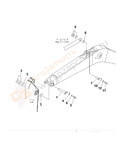 Fig. T1110-02a6a Boom (Top Pin And Bottom Pin) (100 Hours Lubricating)(250001-)