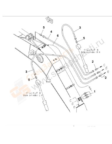 Fig. T1110-04a0 Boom (Lubricating Line And Working Lamp Harness)(200001-200007)