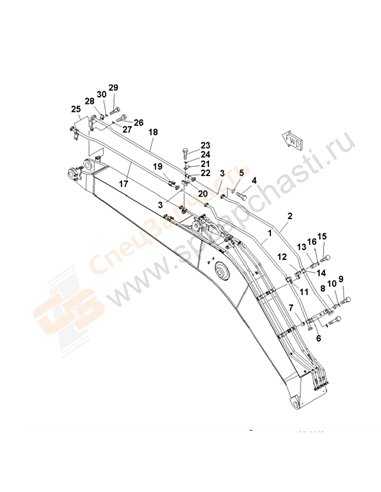 Fig. T1110-05a1a Boom (Hd) (Additional Line) (For Additional Piping)(205511-205850)