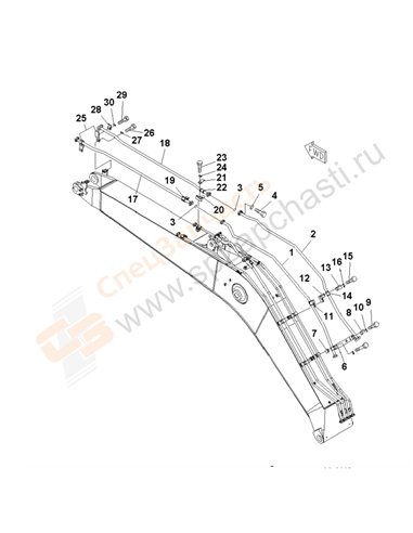 Fig. T1110-05a1c Boom (Hd) (Additional Line) (For Additional Piping)(250001-253216)