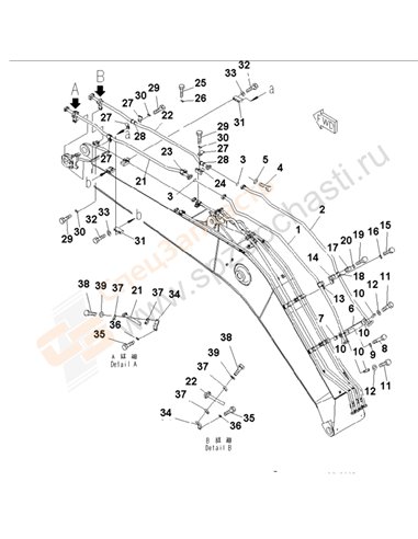 Fig. T1110-05a1d Boom (Hd) (Additional Line) (For Additional Piping)(253217-)