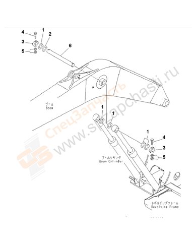 Fig. T1125-01a2 Boom Pin (100 Hours Lubricating)