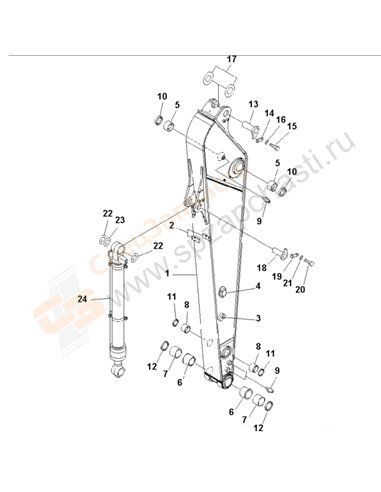 Fig. T1200-01a1 Arm (2.9m) (For Additional Piping)(200001-250000)