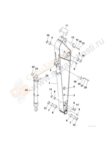 Fig. T1200-01a1a Arm (2.9m) (For Additional Piping)(250001-)