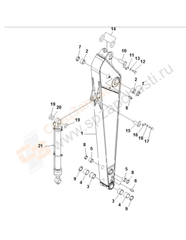 Fig. T1200-01a5 Arm (2.9m) (Heavy Duty) (500 Hours Lubricating)(200001-250000)