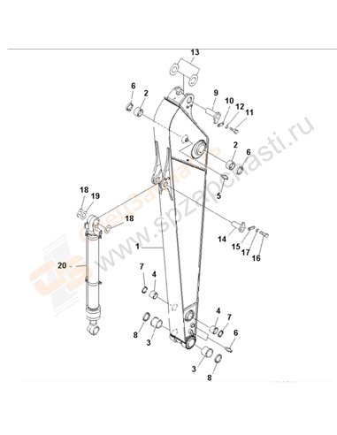 Fig. T1200-01a7 Arm (2.9m) (100 Hours Lubricating)(200001-250000)