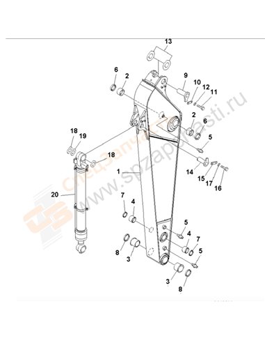 Fig. T1200-01b1a Arm (2.4m) (100 Hours Lubricating)(250001-)