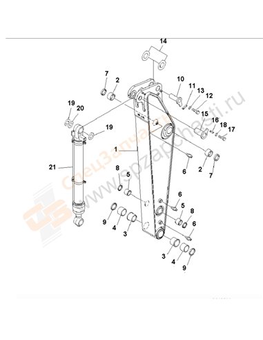 Fig. T1200-01b5 Arm (1.8m) (500 Hours Lubricating) (For South Africa)(204675-250000)