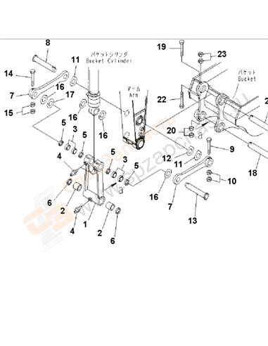 Fig. T1200-02a0 Arm (2.9m) (Bucket Link)(200001-250491)