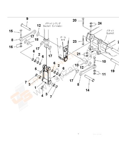 Fig. T1200-02a0a Arm (2.9m) (Bucket Link)(250492-)