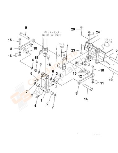 Fig. T1200-02a9 Arm (2.4m) (Bucket Link) (For Additional Piping) (100 Hours Lubricating)