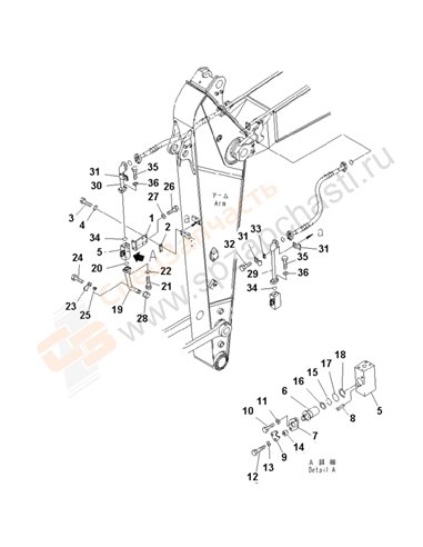 Fig. T1200-05a3 Arm (2.4m) (Additional Piping) (R.H.)