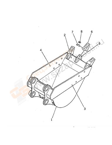 Fig. T1510-01a1 Bucket 0.5m3 (Cece 0.45m3) 750mm (Vertical Pin Type)