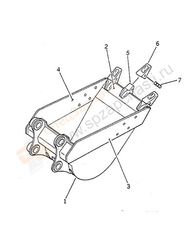 Fig. T1510-01a2 Bucket 0.5m3 (Cece 0.45m3) 750mm (Horizontal Pin Type)