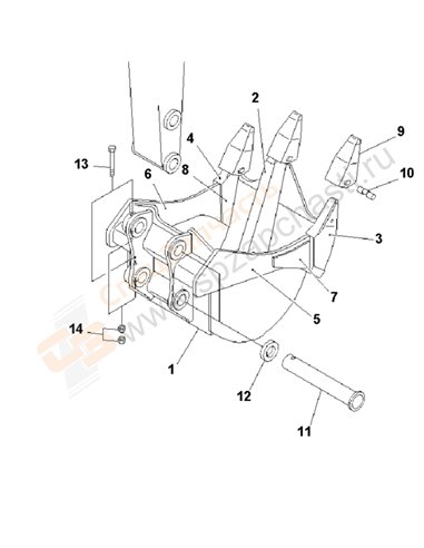 Fig. T1510-01a3 Ripper Bucket 0.61m3 (Cece 0.56m3) 950mm