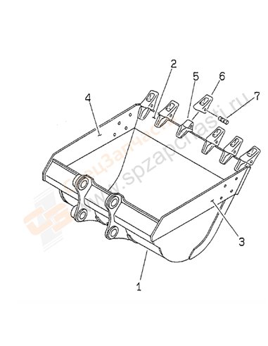 Fig. T1510-01b2 Bucket 1.0m3 (Cece 0.9m3) 1330mm (Horizontal Pin Type)