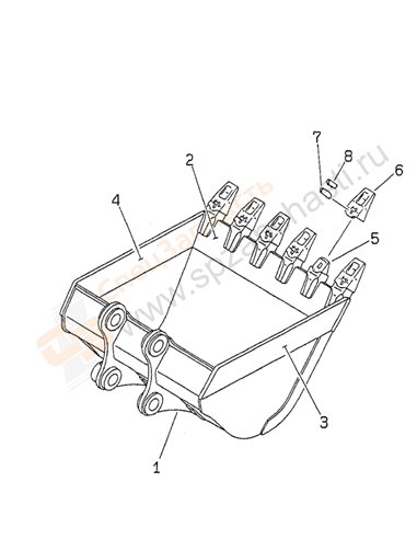 Fig. T1510-01b3 Bucket 1.17m3 (Cece 1.0m3) 1450mm (Vertical Pin Type)