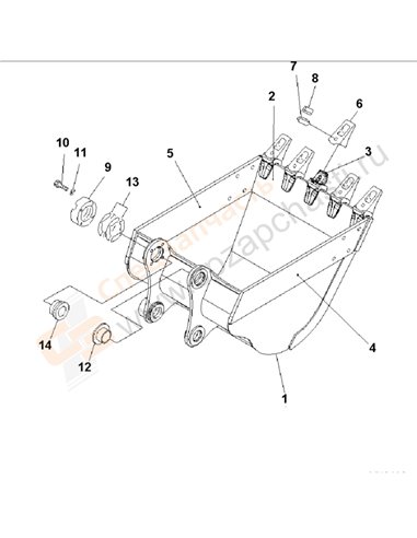 Fig. T1510-01b4 Bucket 0.8m3 (Cece 0.7m3) 1044mm (Vertical Pin Type) (With Adjuster)