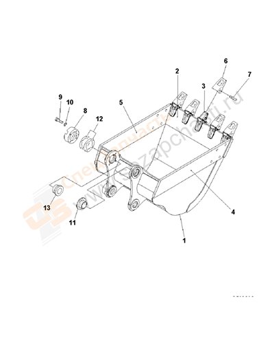 Fig. T1510-01b5 Bucket 0.8m3 (Cece 0.7m3) 1044mm (Horizontal Pin Type) (With Adjuster)