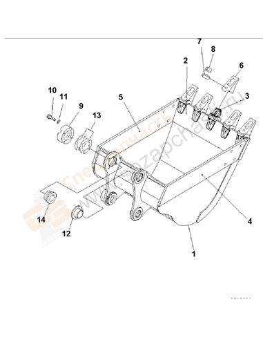 Fig. T1510-01c0 Bucket 0.8m3 (Cece 0.7m3) 1044mm (Vertical Pin Type) (With Adjuster) (100 Hours Lubricating)