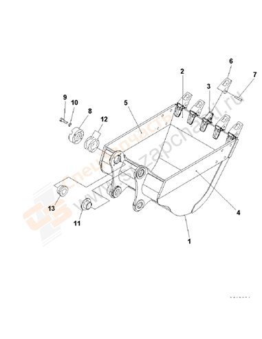 Fig. T1510-01c1 Bucket 0.8m3 (Cece 0.7m3) 1044mm (Horizontal Pin Type) (With Adjuster) (100 Hours Lubricating)