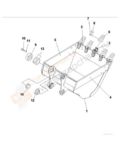 Fig. T1510-01c3 Bucket 0.9m3 (Cece 0.8m3) 1200mm (Vertical Pin Type) (With Adjuster) (100 Hours Lubricating)