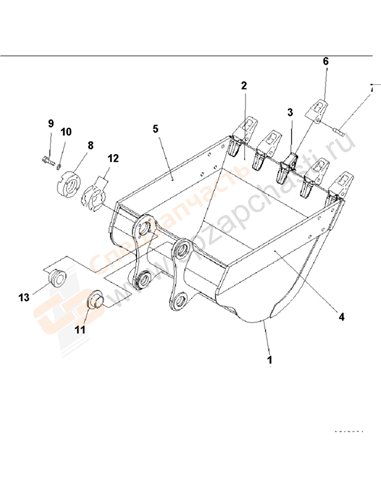 Fig. T1510-01c4 Bucket 0.9m3 (Cece 0.8m3) 1200mm (Horizontal Pin Type) (With Adjuster) (100h)