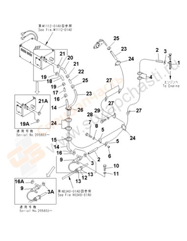 Fig. W1112-03a0 Pre Heater (Coolant) (Cold Weather A Spec.)(202230-250000)