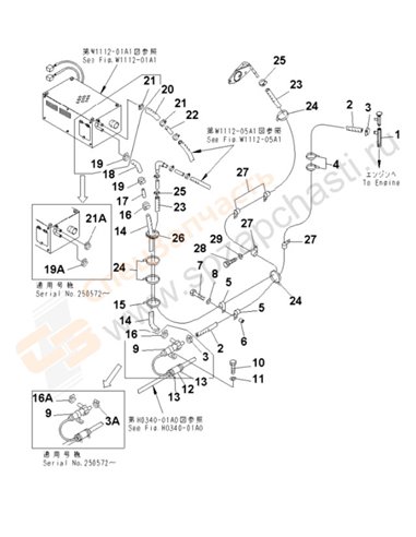 Fig. W1112-03a1a Pre Heater (Coolant) (Cold Weather A Spec.) (For Cab Heater)(250001-)