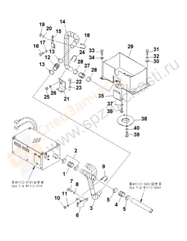 Fig. W1112-06a1 Pre Heater (Duct) (Cold Weather A Spec.) (For Cab Heater)(202230-)