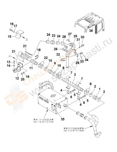 Fig. W1112-07a0 Pre Heater (Duct And Decal) (Cold Weather A Spec.)(202230-)