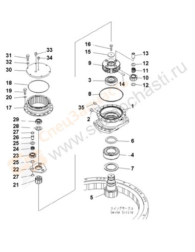 Fig. Y0260-01a1 Swing Machinery (Supply Only) (For U.S.A.)(200001-203890)