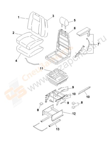 Fig. Y1570-01a2 Operator's Seat Ass'y (Fabric Seat)