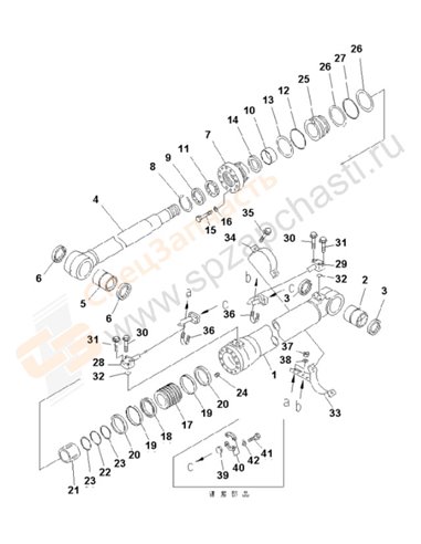 Fig. Y1620-01a3 Boom Cylinder (100 Hours Lubricating)