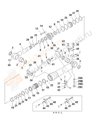 Fig. Y1620-11a2 Arm Cylinder (100 Hours Lubricating)