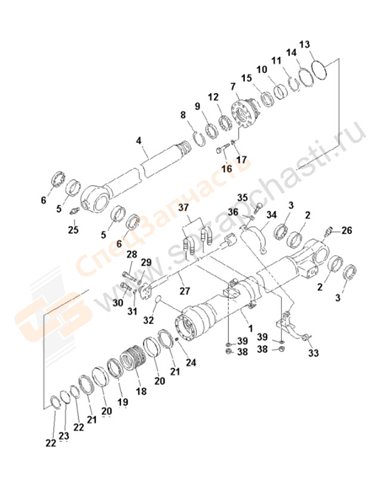 Fig. Y1620-41a0a Bucket Cylinder (For 2.4m And 2.9m Arm)(250001-)