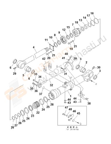 Fig. Y1620-41a7 Bucket Cylinder (100 Hours Lubricating) (Cold Area Arrangement)(255706-)